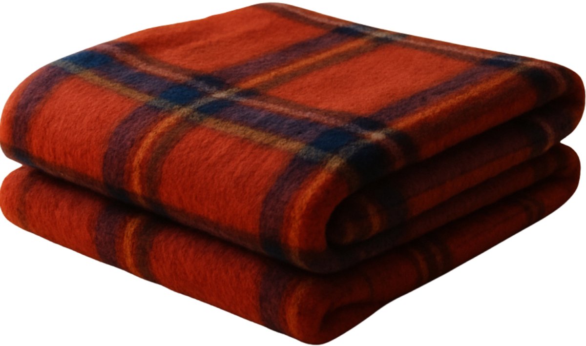Cozy Maison luxe fleecedeken - woondeken - plaid - 127 x 177 cm - rood met blauwe ruit