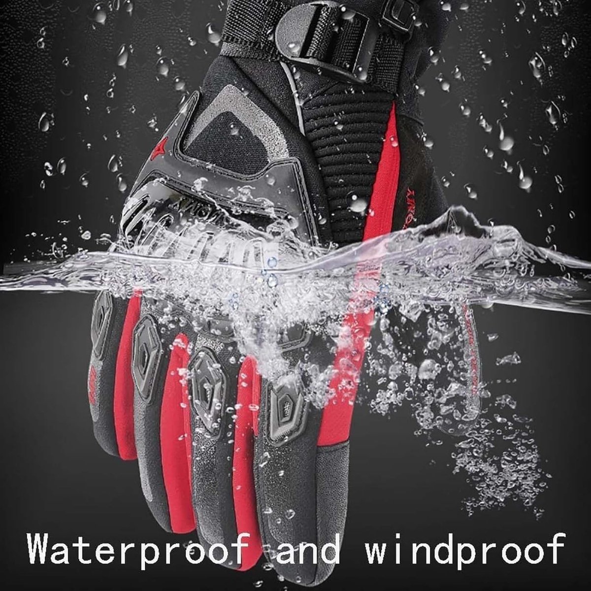 Winter Motorhandschoenen - Heren - Waterdicht Winddicht - Moto Handschoenen - Touchscreen Motorrijden Handschoenen - rood - M – foto 6