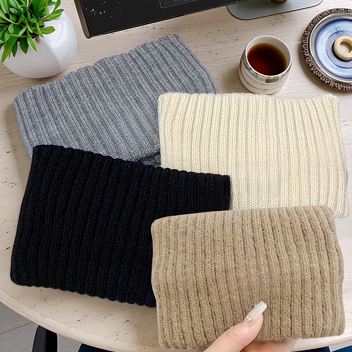 Livé® Dames Hoofdband – Beige Gebreide Oorwarmer