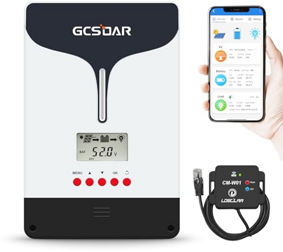 60A MPPT laadregelaar voor zonne-energie, 12V/24V/48V, LCD-display en WLAN-monitoring