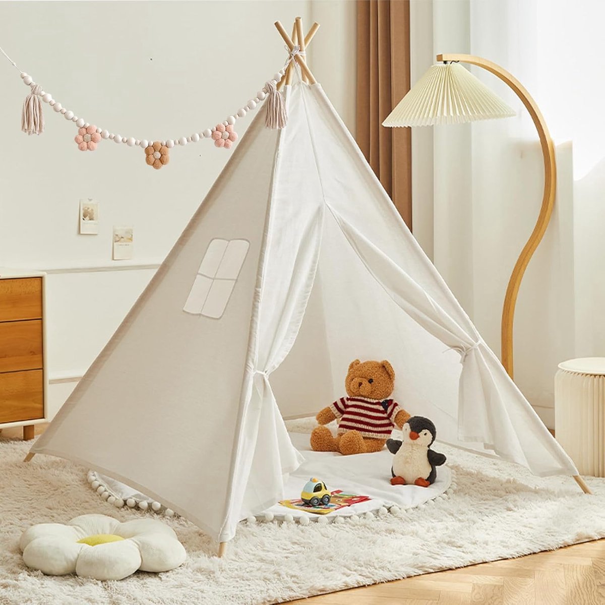 Kids Cone Tent - Draagbare speeltent voor kinderen binnen en buiten-1.35meter hoog (wit)