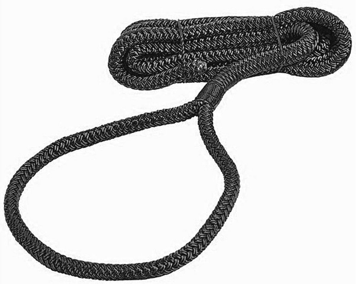 Dubbel Gevlochten Polyester Fenderlijn - Zwart - 8mm Ø en 1,5 m Lengte
