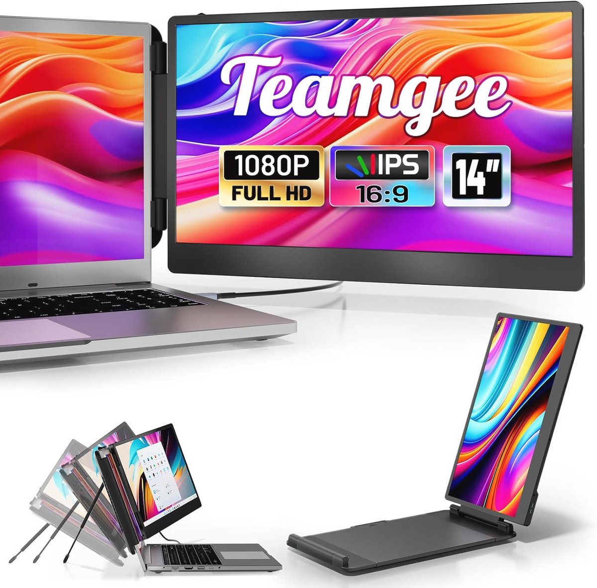 Draagbare 15.6" Laptop Schermvergroter met 1080P FHD IPS - Compatibel met 13"-17" Laptops