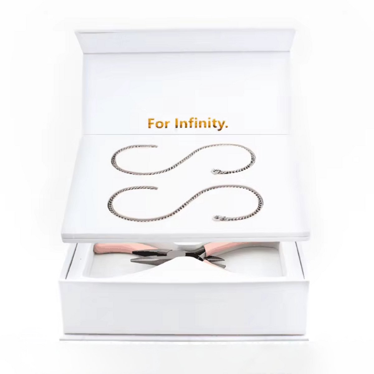 Eeuwige Armband voor Koppels – Eeuwige Liefdesarmband Infinite Bracelet (Zilver & Zilver) | Kit voor het Maken van Armbanden | Sieraden voor Hem & Haar | Romantisch Valentijnsdagcadeau