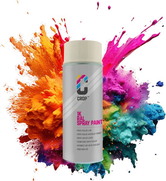 Bombe aérosol CROP RAL 1013 Blanc nacré - Haute brillance - 400 ml - Peinture en aérosol Wit - 100 % grand teint - Séchage rapide - Intérieur et extérieur - RAL1013