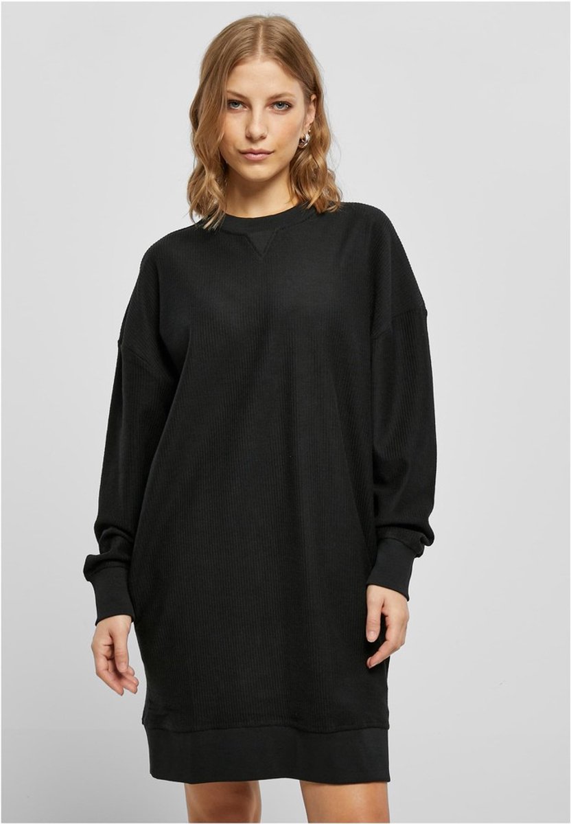 Urban Classics Oversized Rib Crewneck Korte jurk L Zwart