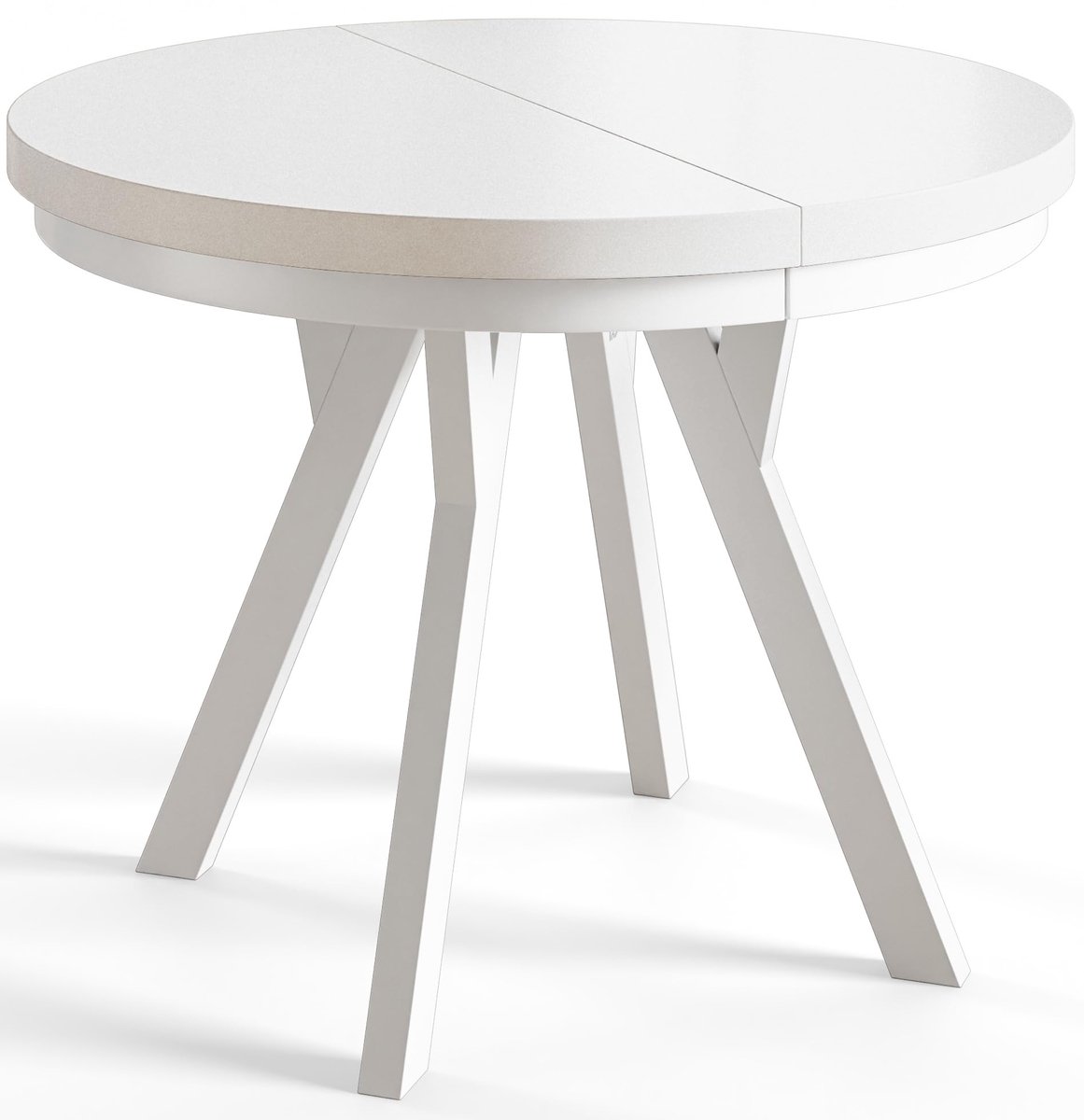 Ronde Tafel Uitschuifbare, Eettafel, Diameter 100 cm - 200 cm, Wit, Verzameling Evo