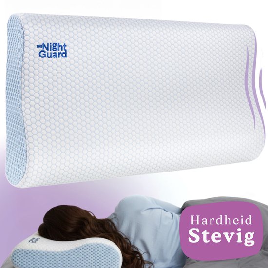 Hoofdkussen voor rugslaper – Stevig ergonomisch kussen tegen nekklachten – Orthopedisch traagschuim – The Night Guard Comfort Plus