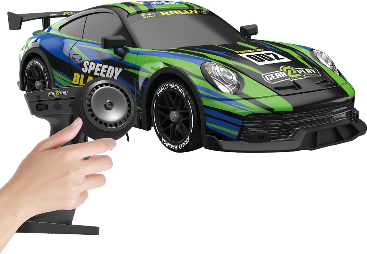 Gear2Play Speedy Blaze RC Auto 1:16 – Drift Auto met Licht & Geluid – Inclusief Oplaadbare batterij en extra set Banden — afbeelding 7