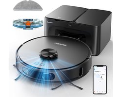 Teendow D65S MAX Robotstofzuiger - 70 dagen automatisch legen - 6000 Pa zuigkracht - 220 minuten gebruiksduur - 4 vermogensstanden - Zwart