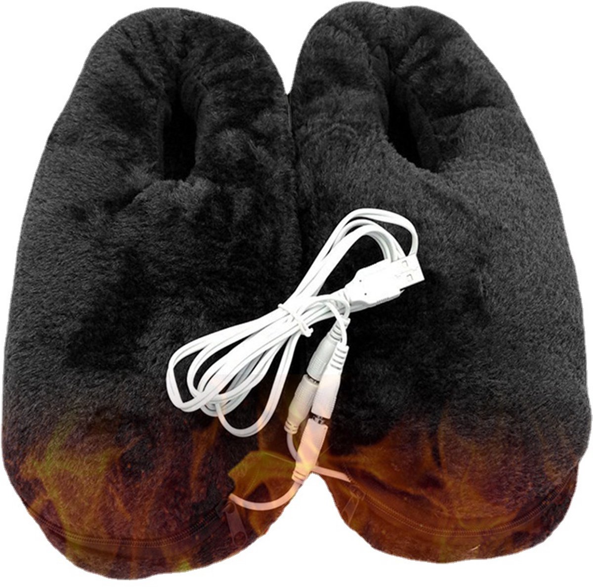Verwarmde pantoffels voor voeten - Thermische voetwarmer Antislip pluche pantoffels Snelle verwarming Schoenen - Huishoudelijke benodigdheden voor appartement slaapzaal slaapkamer woonkamer，USB，zwart