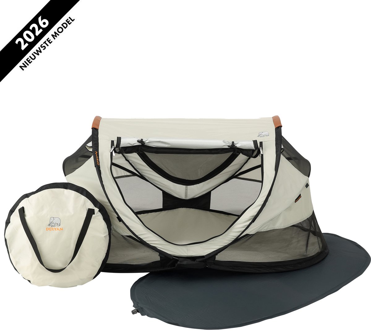 Deryan Peuter Luxe Campingbedje met Matras - Ivory