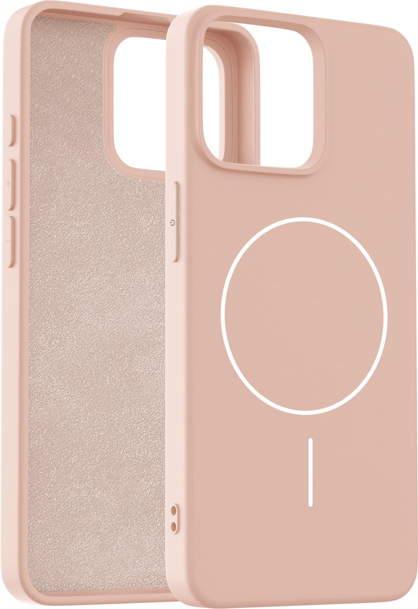 Coverzs Siliconen magneet hoesje geschikt voor Iphone 16 Pro Max (lichtroze)