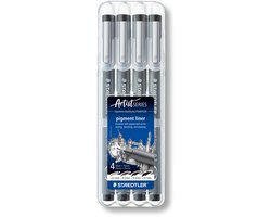 STAEDTLER - Artist Series - pigment liner 308 - fineliner - box met 4 lijnbreedten