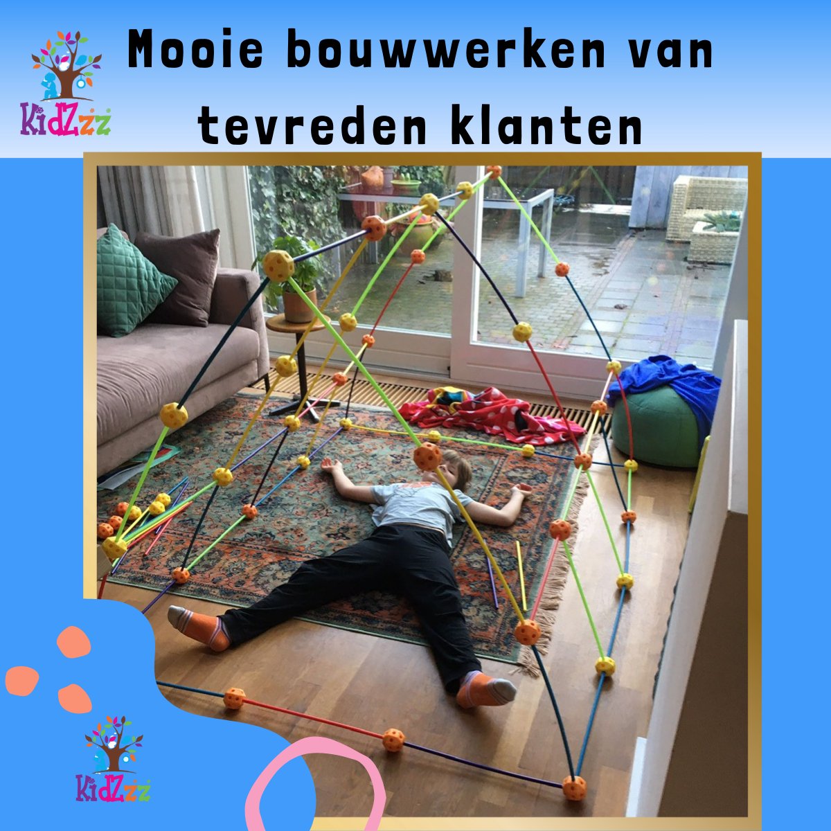 KidZzz® Gigafort XXL Uitbreidingsset - Bouw nóg grotere forten- Uitbreiding - Upgrade - Set met Extra lange Stokken - Extra grote Draagtas - Bouwspeelgoed - Hut bouwen - Speeltent - STEM speelgoed - Constructiespeelgoed - Bouwset - 45 onderdelen — afbeelding 16