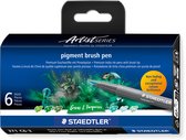 STAEDTLER - Artist Series - pigment brush pen set 6 kleuren greens & turquoises