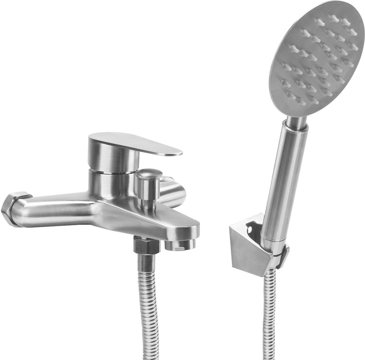 Unyqoos® Stijlvolle badkraan met handdouche en verstelbare wandmontage in zilver
