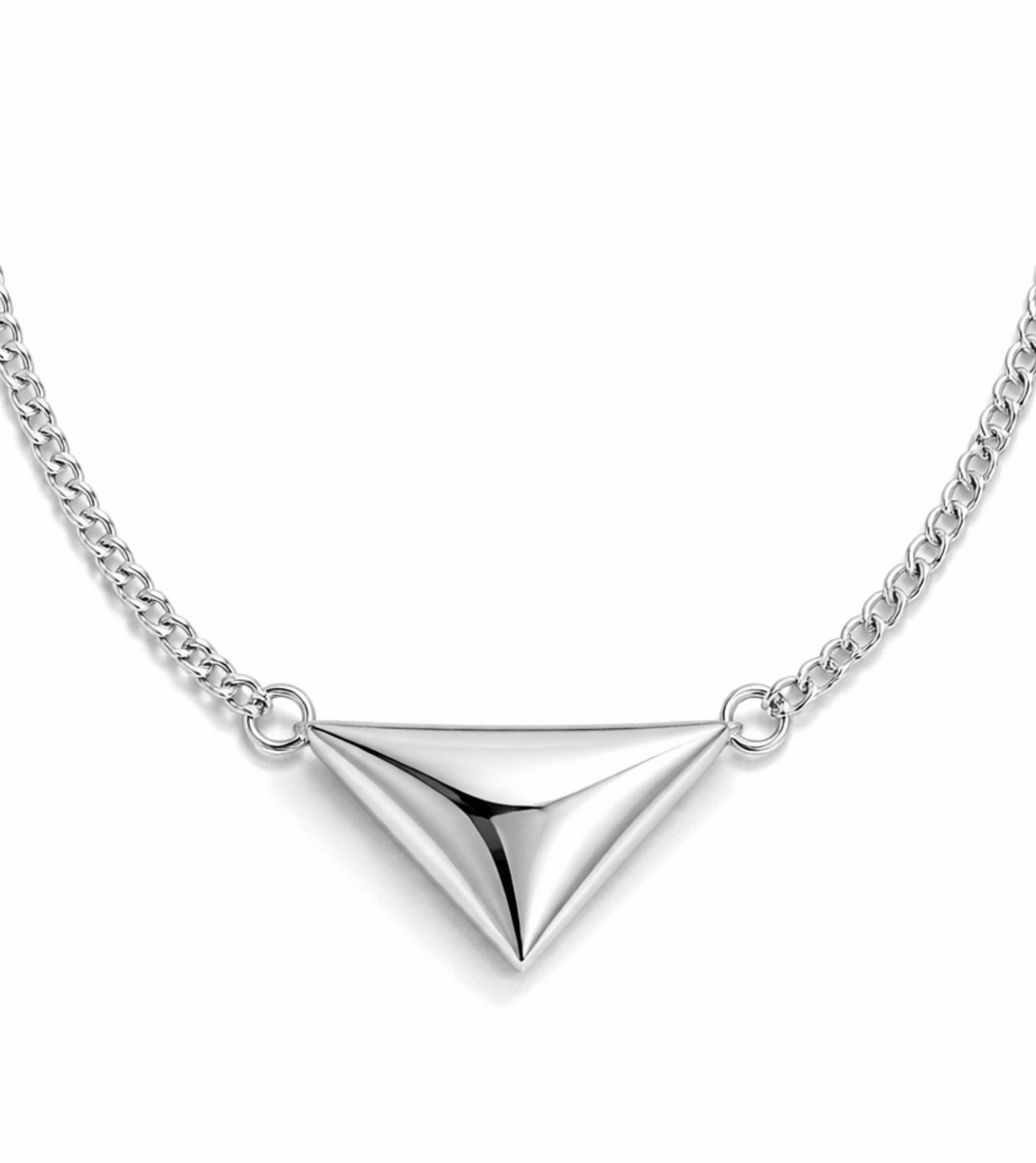 Lundholm Luxe Ketting Dames Jewellery Zilverkleurig Waterproof Hanger Driehoek – Premium Stainless Steel Ketting Zilver – My Juul Serie - Vrouwen Cadeautjes Cadeau Sieraad – 40 cm – Scandinavisch Design – Cadeau voor Vrouw