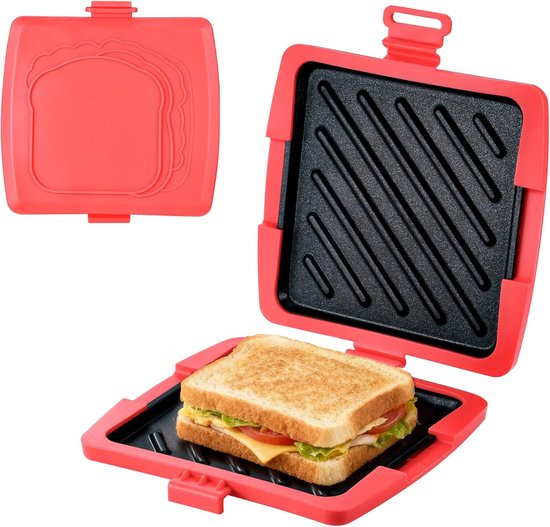 Tosti Apparaat - Sandwich Maker - Tosti Broodrooster - Magnetron Sandwich Maker Silicone - 16 X 16 Cm - Met Verwijderbare Aluminium Platen - Voor Sandwich Home Travel Office Dormitory Rv