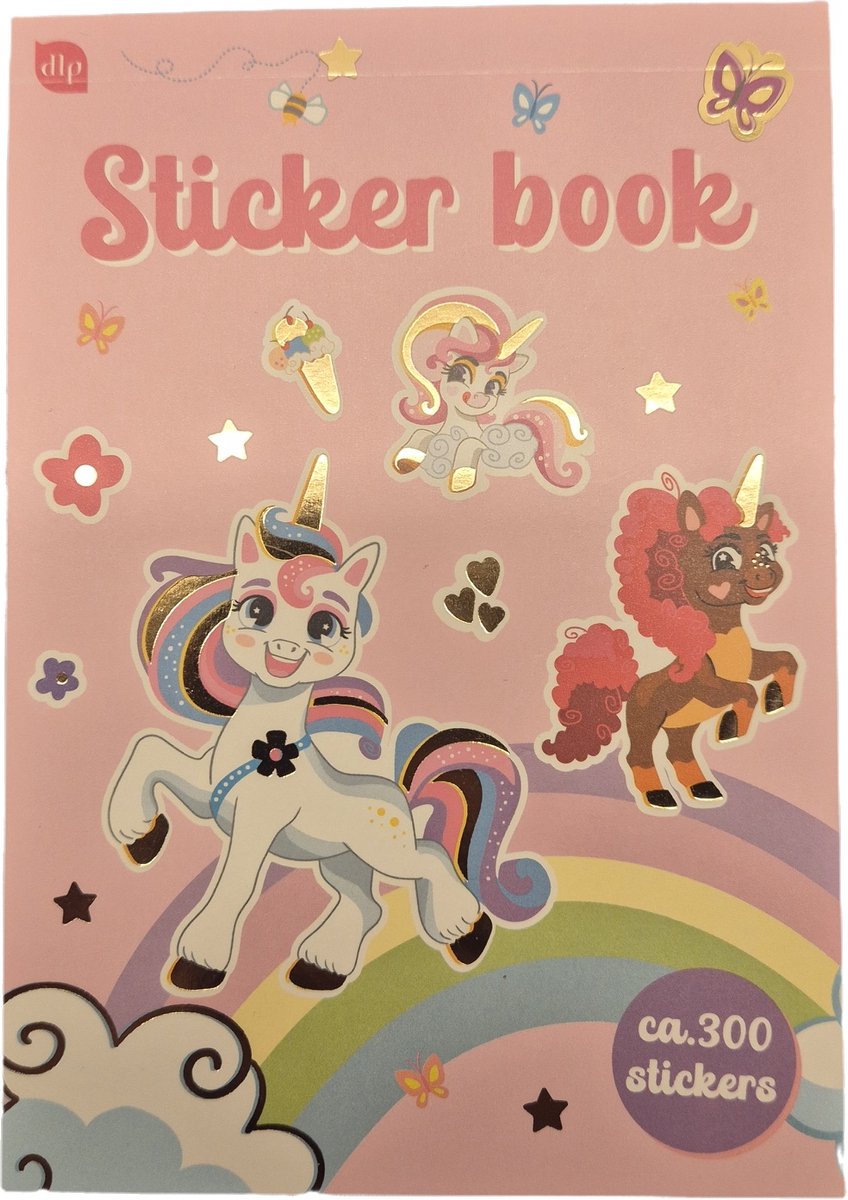Stickerboek eenhoorns – 15 vellen – 250-300 stickers – eenhoorns, regenbogen, bloemen, vlinders & sterretjes – creatief stickerboek voor school en thuis