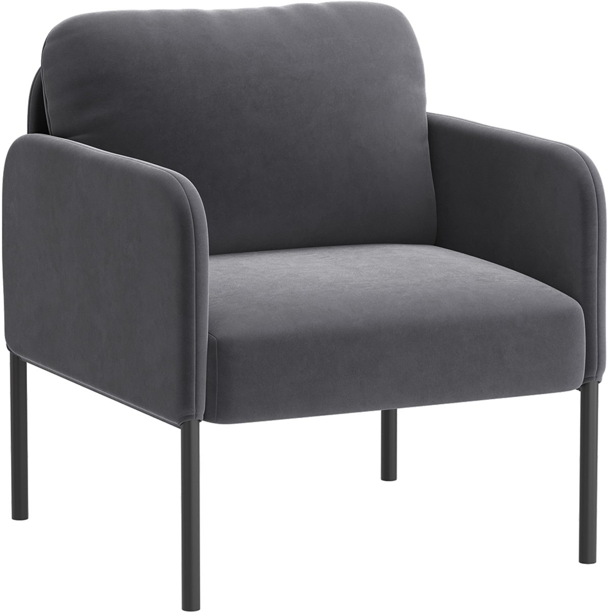 COLAMY Gestoffeerde fauteuil Accentstoel - Moderne loungestoel - Gewatteerde rugleuning - Zachte fluwelen woonkamerstoel - Grijs