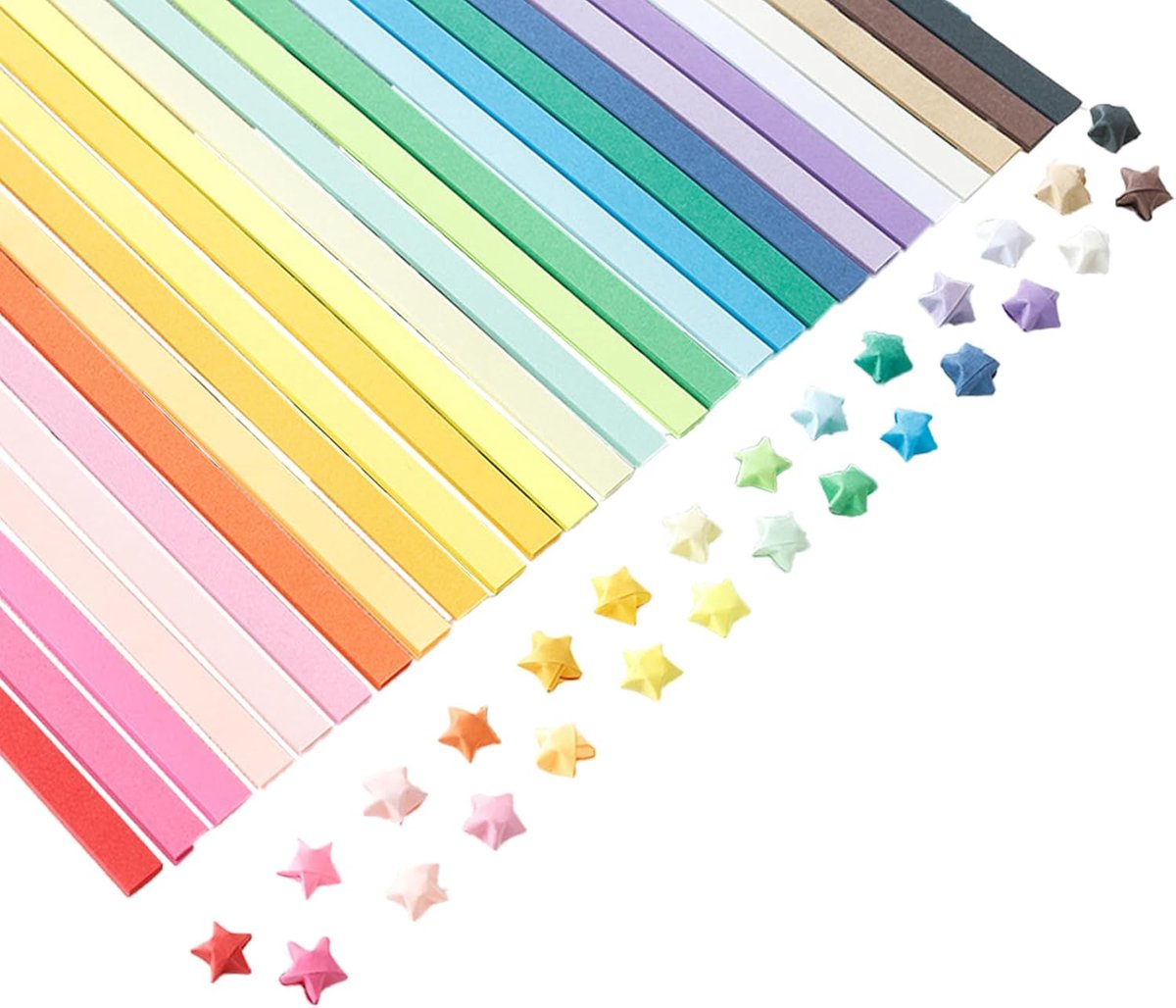 1620 Stuks Origami Papieren Stroken - 27 Levendige Kleuren - Origami Papier voor sterren - Wensster Vouwset - Lucky Stars vouwen - Perfect voor Gelukssterren, Woondecoratie & Creatief Knutselen,Knutselen Voor Kinderen — afbeelding 2