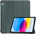 Couverture de tablette vert foncé avec une tablette, debout sur un support.