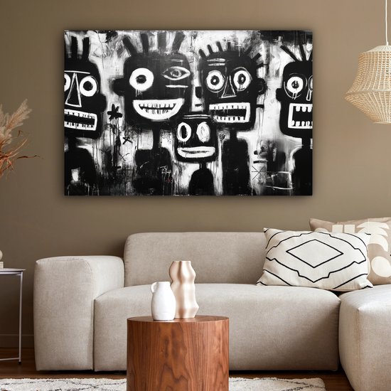 Tableau sur toile 120x80 cm - Décoration murale exclusive Tableau - Figures - Zwart - Abstrait - Décoration murale salon - Décoration chambre à coucher - Accessoires de chambre - Tableaux sur toile