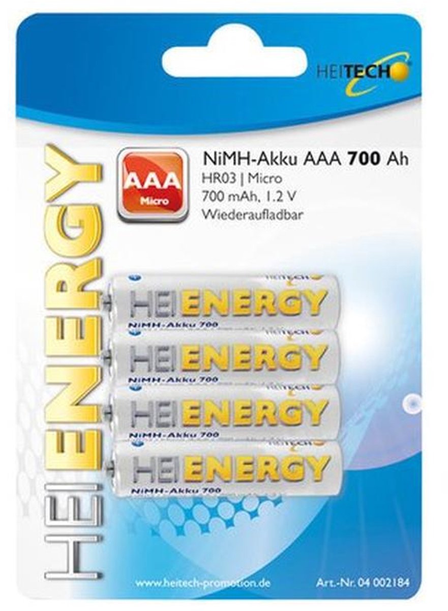 Oplaadbare AAA NiMH-accu 4-pack 700 mAh - Ideaal voor Hoogverbruik Apparaten