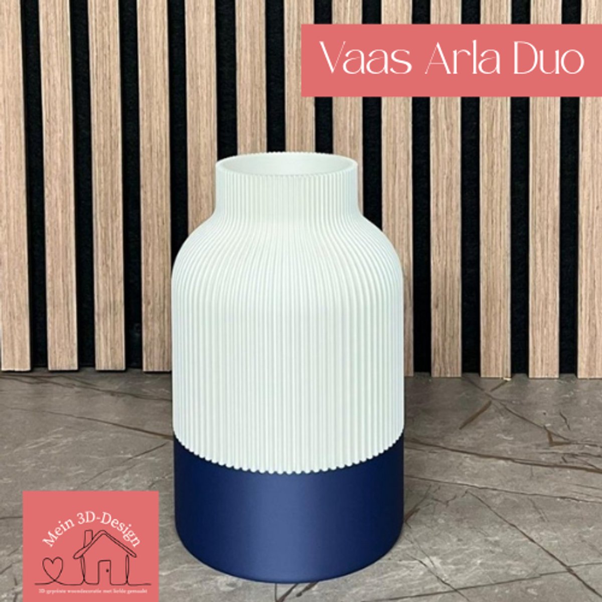 Vaas Arla Duo - Japandi Style - 3D geprint - Kunstbloemen - Legobloemen