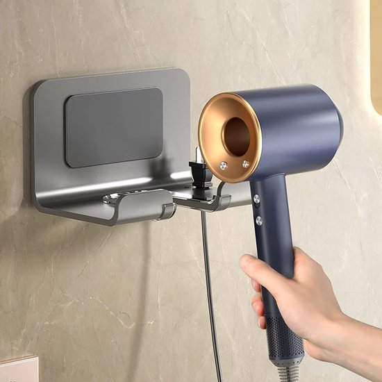 Haardrogerstandaard, haardrogerstandaard Geschikt voor Dyson haardrogers, wandgemonteerde haardrogerstandaard met 5 magnetische mondstukhouders, grijs. — afbeelding 3