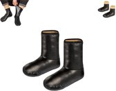1 paar - Waterdichte sokken - Warme vloersokken - Vloersokken met fleecevoering - Antislip vloersokken voor binnen - Extra dikke warme sokken - Antislip sokken tot halverwege de kuit - Geschikt voor yoga, dansen en slapen (zwart)