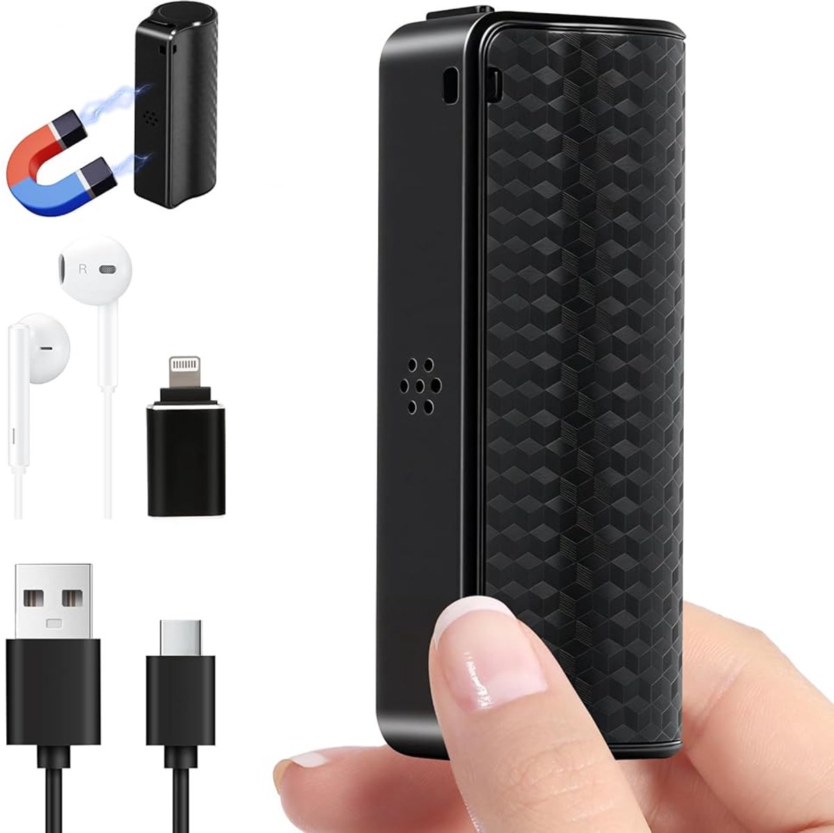 128GB Digitale Spraakrecorder - Magnetische Mini Recorder - AI Drievoudige Ruisonderdrukking - Spraakgestuurd - Voor Colleges en Vergaderingen