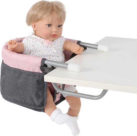 Hoge Poppenstoel voor Poppen tot 60 cm - Melange Antraciet-Roze van Merkloos — afbeelding 2