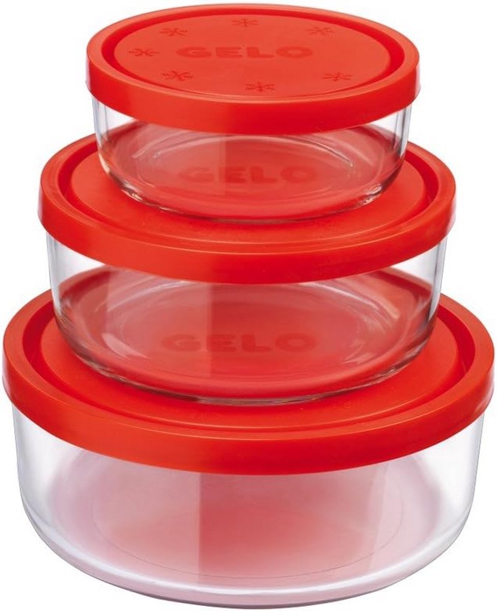 Transparante Gelo Box voorraaddozen - Set van 3 met Rood Deksel