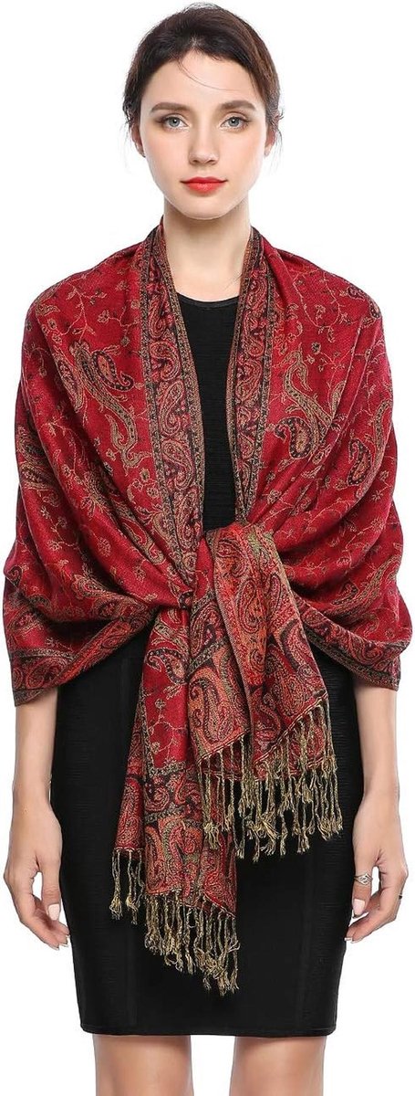 Oversized luxe Pashmina sjaal voor dames - Omkeerbare Paisley deken Wraps
