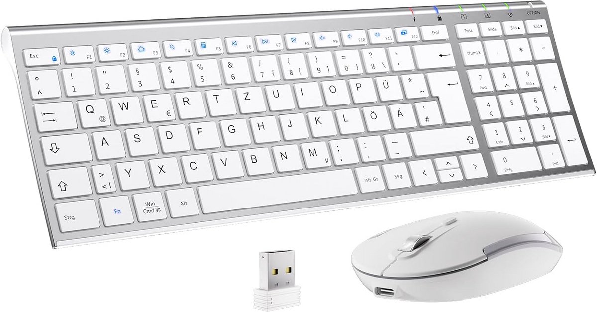 Draadloos Oplaadbaar Toetsenbord en Muis Set voor Computer en Laptop - Ultradun en Ergonomisch
