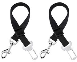 2x Hondenriem Auto - Riem voor honden - Autogordel riem - Zwart - Black - Verstelbare riem - Verstelbare auto gordel - Dieren - Hond - Auto Honden Riem - Kat - Auto