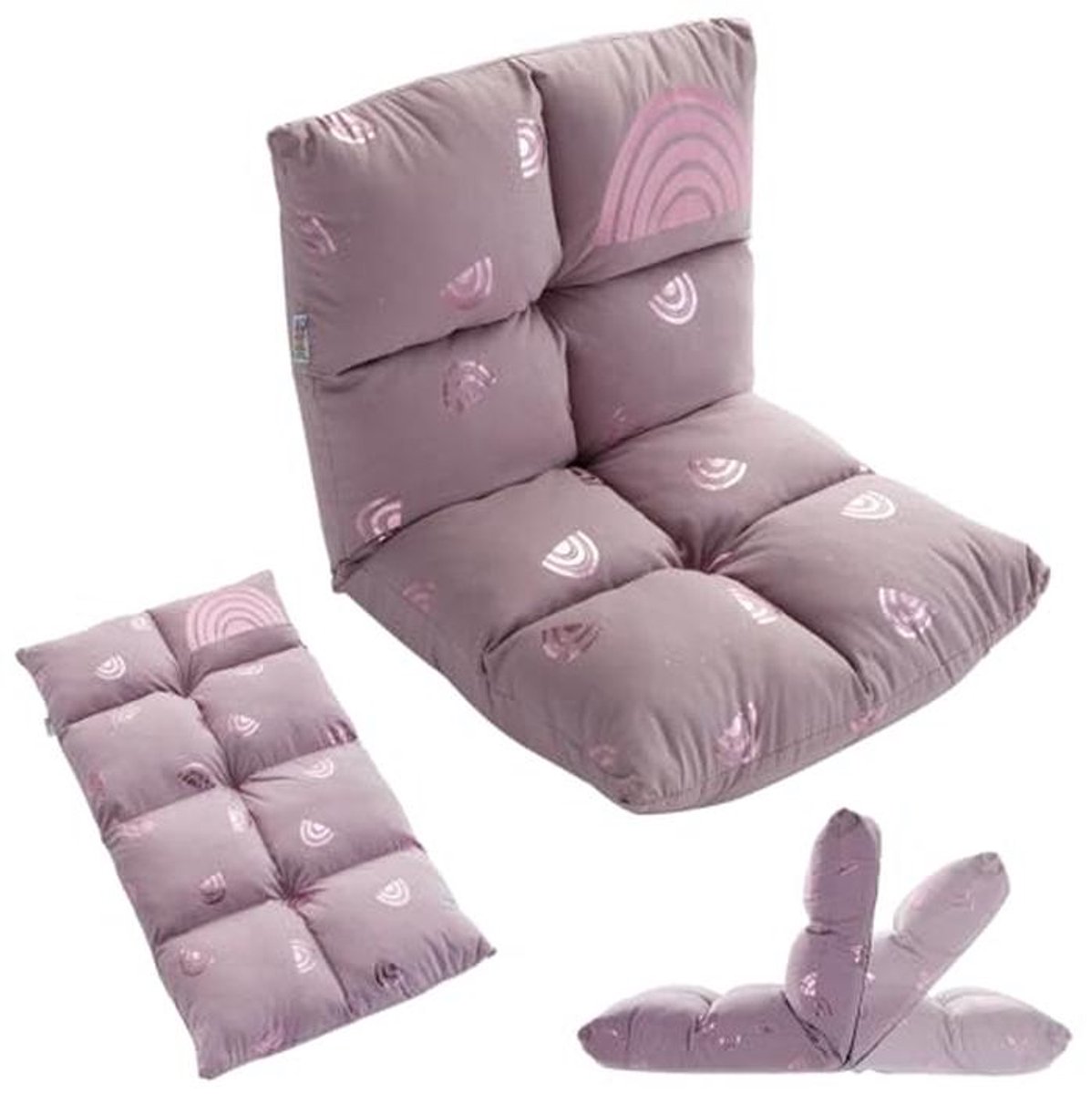 2-in-1 Kinderfauteuil en Kinderlounger met Verstelbare Rugleuning in Roze
