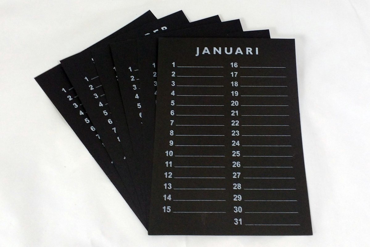 Set kalenderbladen 27x20cm zwart