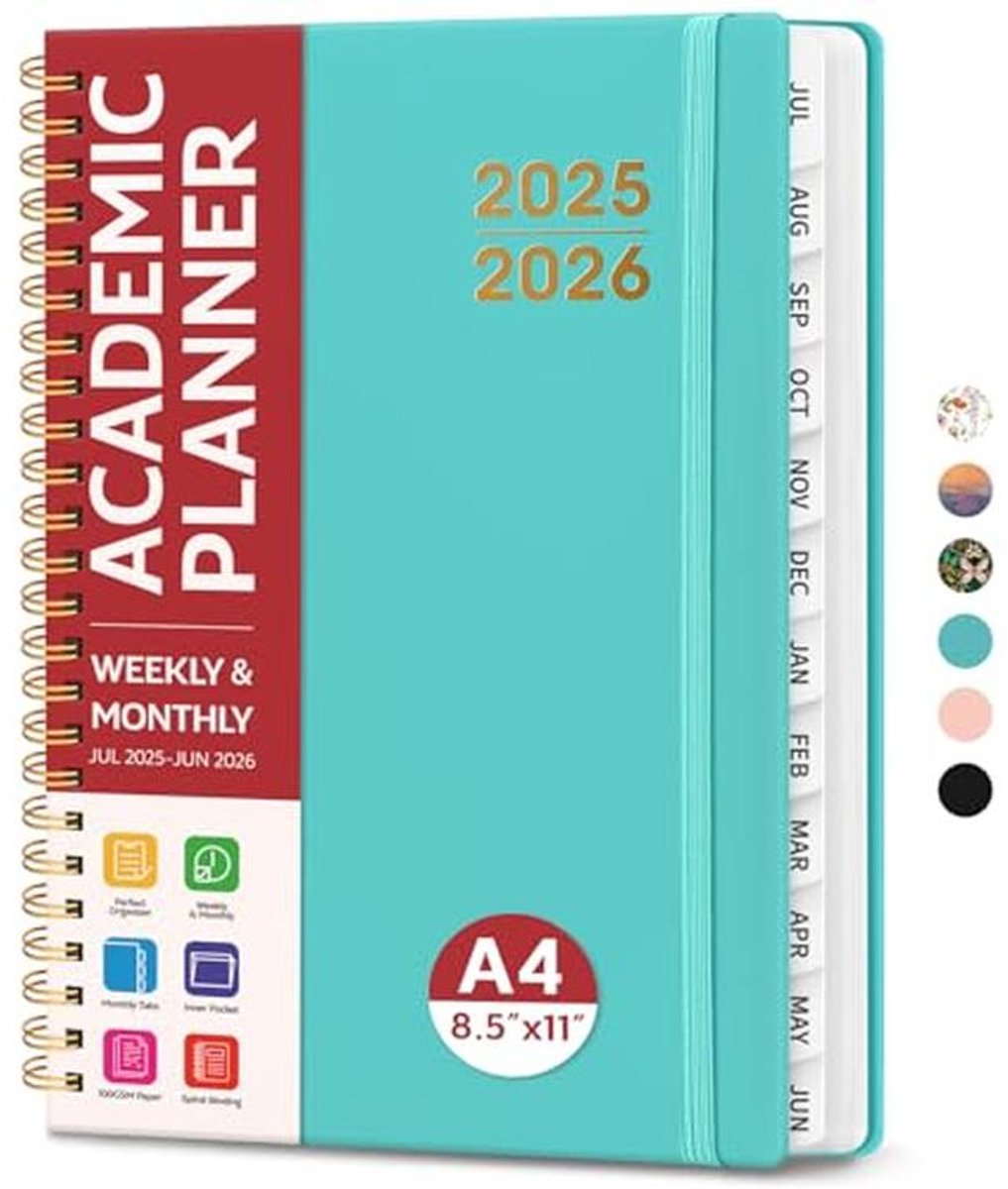 Academische Planner 2025-2026 voor Dames en Heren - Maand- en Weekplanner A4 voor Studenten en Professionals