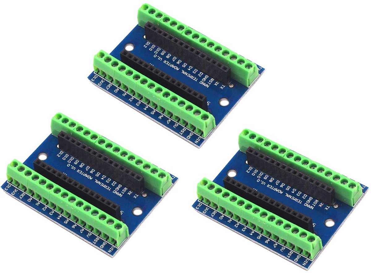 3 Stuks NANO IO Shield Terminal Adapter voor Arduino Nano - Uitbreidingskaart