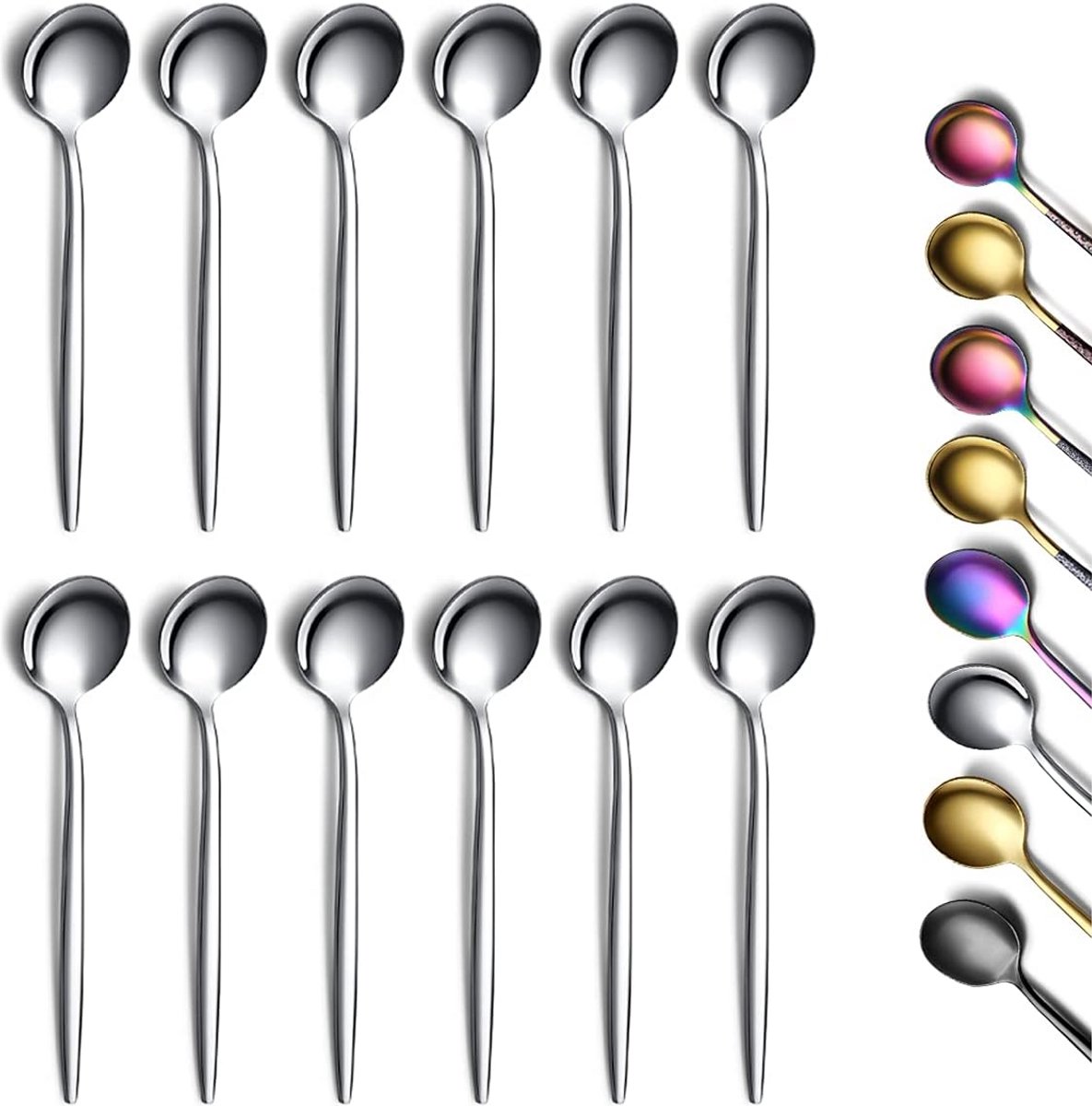 Set van 12 roestvrijstalen koffielepels - Glanzend gepolijst design