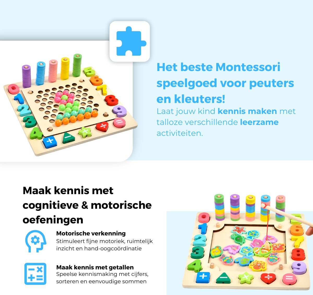 Mauzek® Montessori Bord – 178-delig – Activiteitenbord – Visspel – Sorteerspel – Cijfers – Houten Speelgoed – Activity Board – Magneet Spel – Sensorisch Speelgoed – Peuter Speelgoed – Jongens – Meisjes – 3 jaar – 4 jaar – 5 jaar – 6 jaar — afbeelding 2