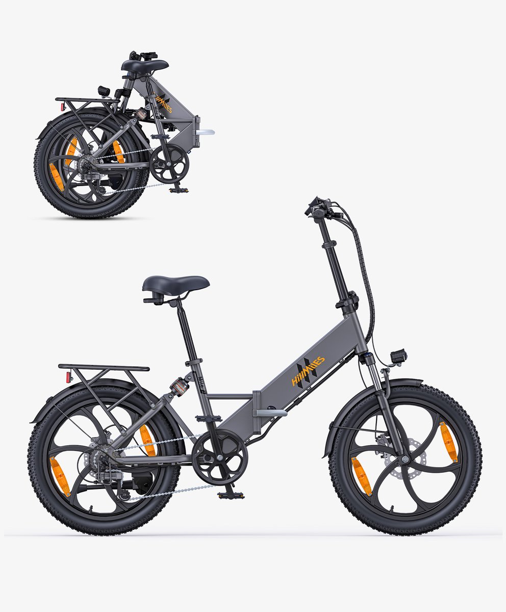 Hillmiles Mile 2 Elektrische fiets - Actieradius 60km - Verwijderbare batterij 36V13Ah - Motor 250W - Shimano 7 versnellingen - 20 Inch opvouwbare City Commuter E-Bike - Grijs