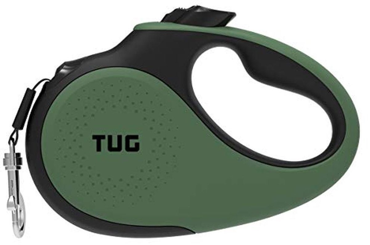 Intrekbare hondenlijn 360 graden, klitvrij en anti-slip handvat, perfect voor honden tot 15 kg, 5 meter nylon tape met eenhandsrem