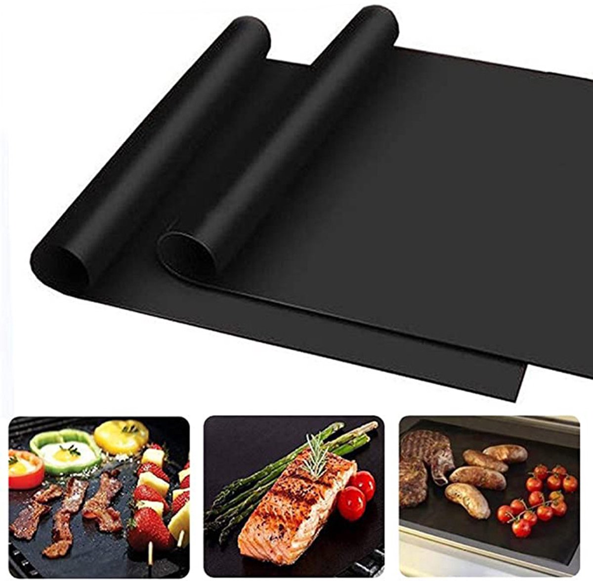 2-delige Oven bakmat - ovenmat - BBQ-ovenmat - Beschermmat - 40*33 cm - Teflon - Zwart