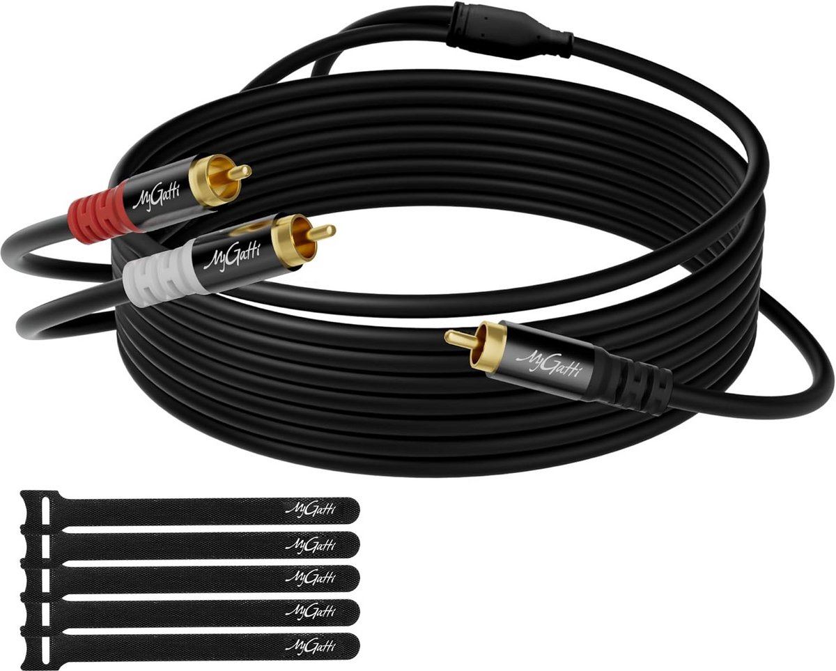 Y-splitterkabel 1m - Bidirectioneel RCA naar 2 RCA - Stereo Audio Kabel voor Thuisbioscoop en HiFi Installatie - 24K Vergulde Connectors