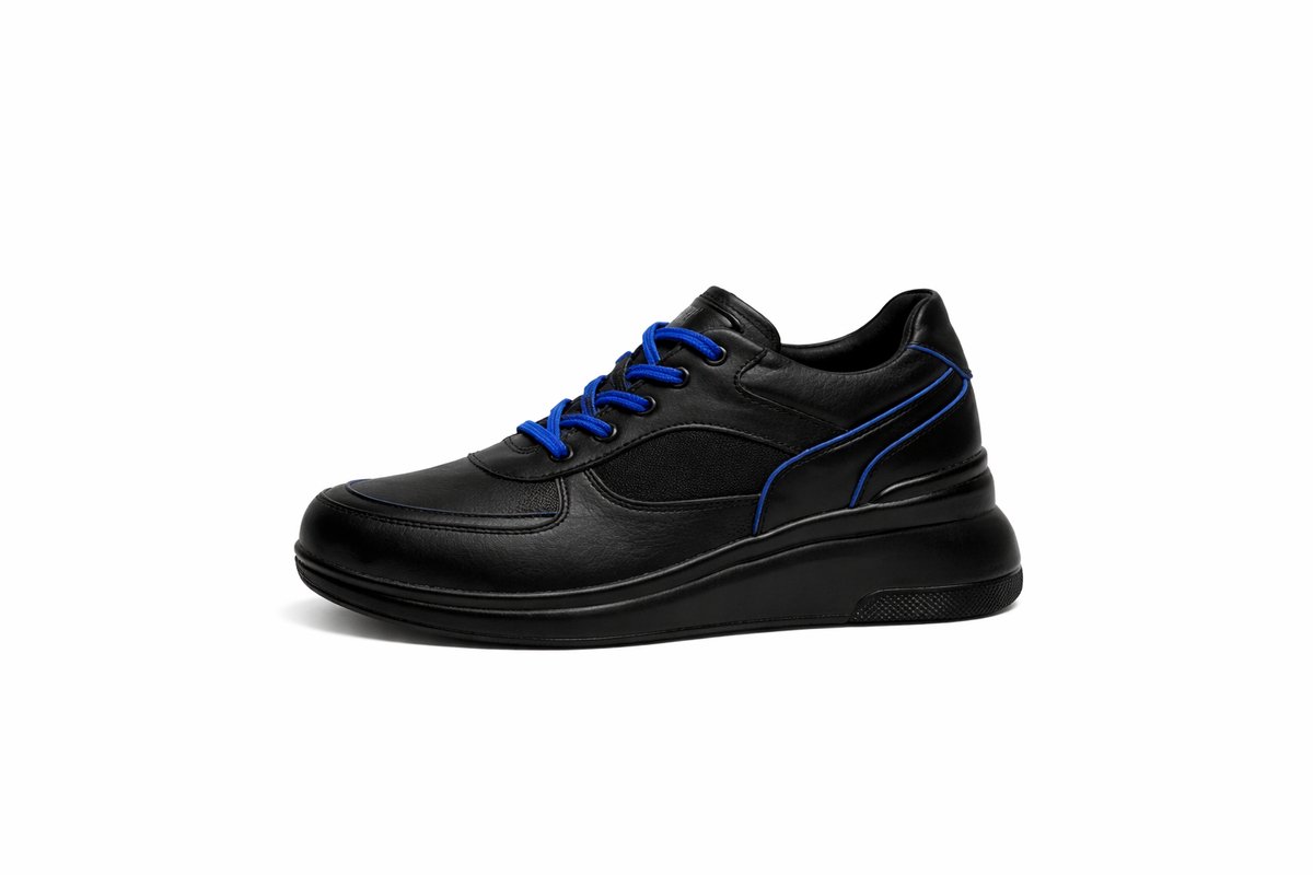 Lorévine – Dames Leren Sneakers – Zwart