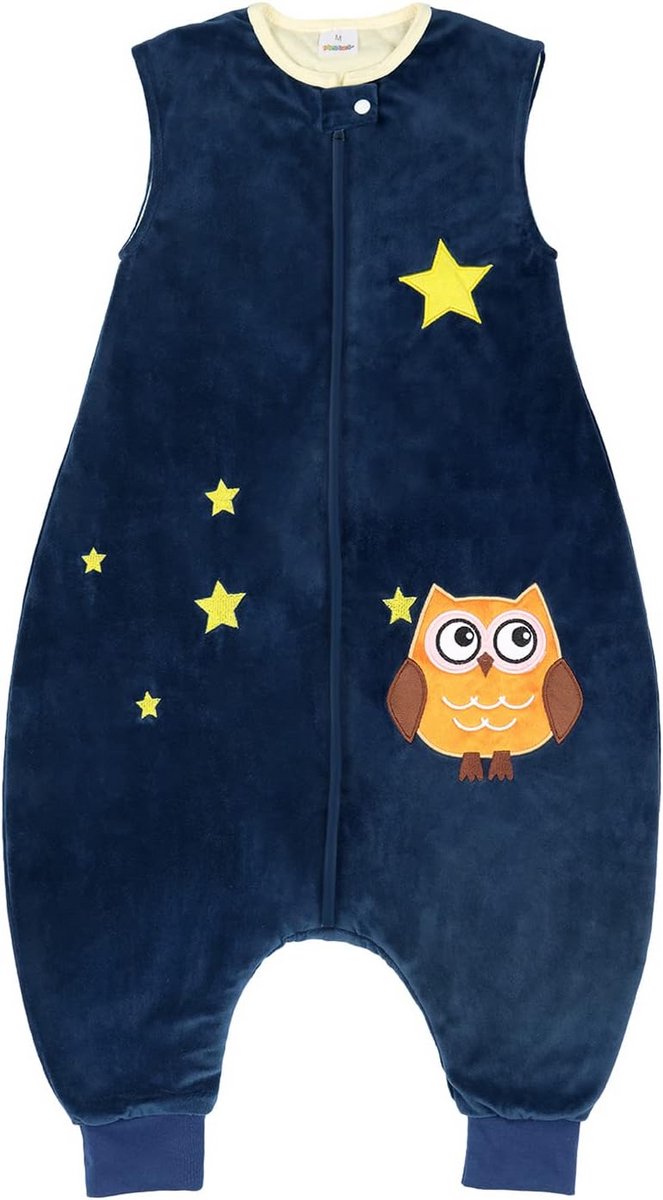 Mouwloze Peuter Slaapzak met Rits en Voeten - 1,5 Tog - Unisex Baby Nachtkleding - Donkerblauwe Cartoon Dieren